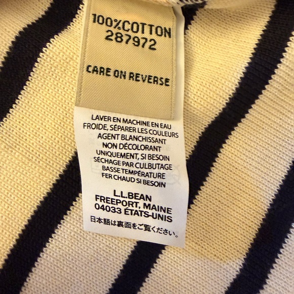 L.L. Bean White and Navy Striped Long-Sleeve Tee - Picture 4 of 4